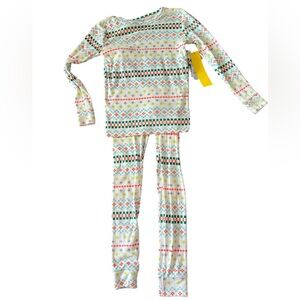 Cat & Jack Girls Ivory Cozy Multicolored Print Stars Sleep Set Pajamas Size 12